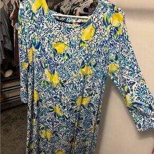Lilly Pulitzer Blue and Yellow Floral Dress
